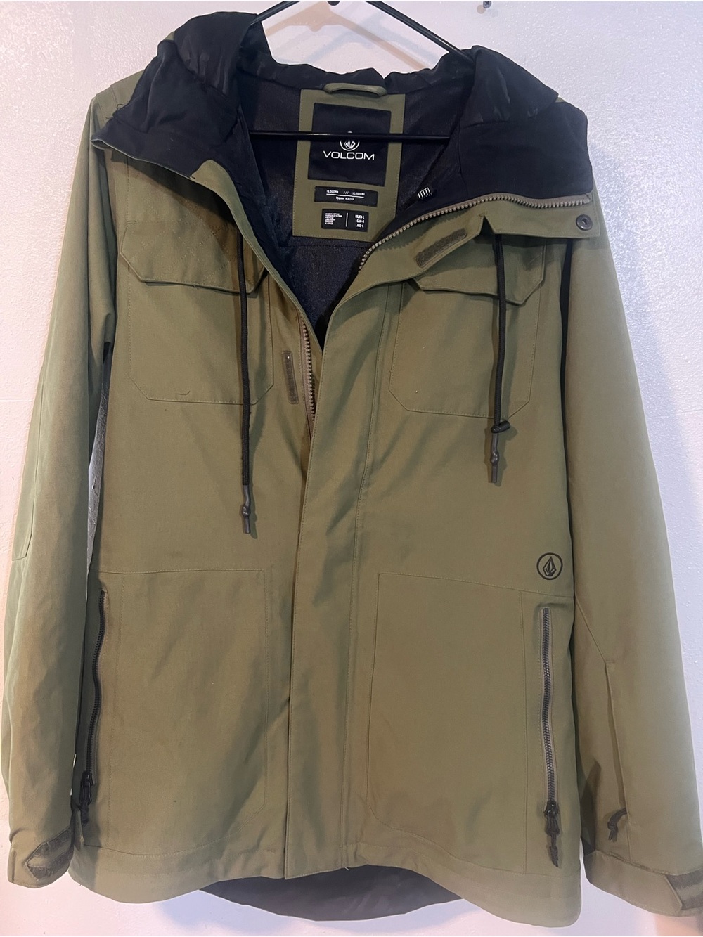 Volcom Olive Green Hooded Performance Jacket